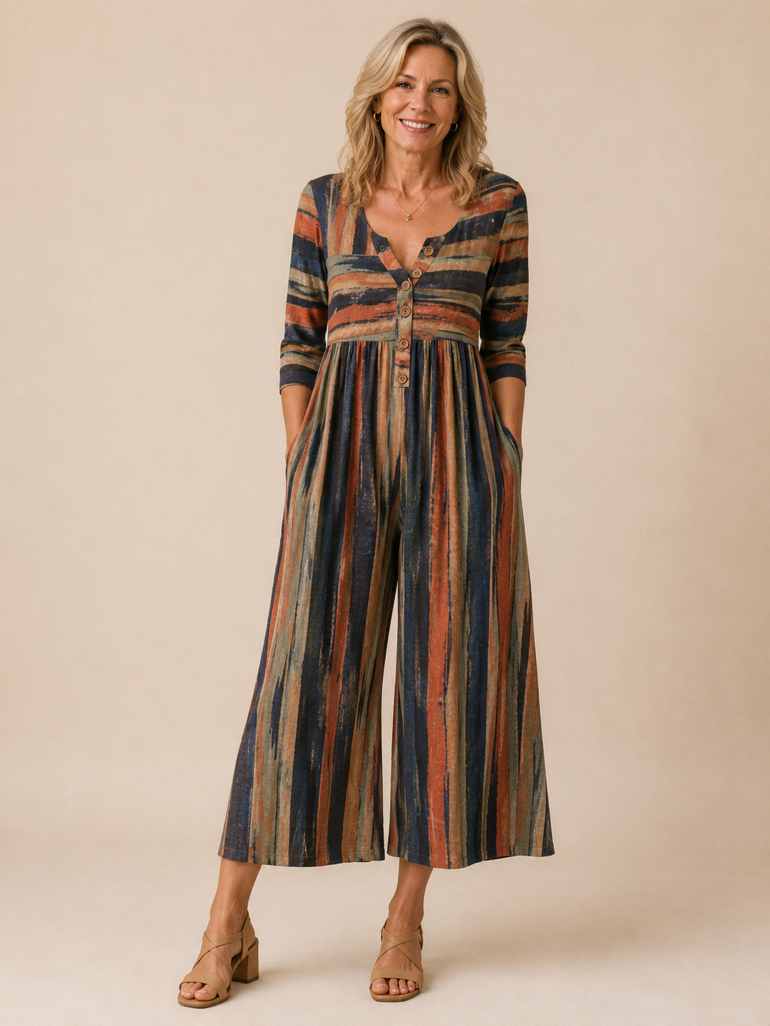 HAZEL | LEAF PRINT WIDE-LEG JUMPSUIT
