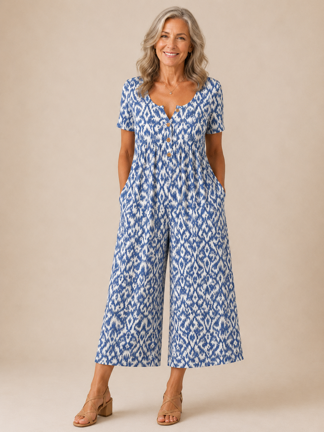 HAZEL | LEAF PRINT WIDE-LEG JUMPSUIT