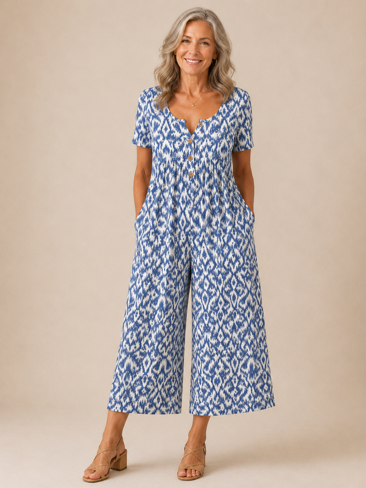 HAZEL | LEAF PRINT WIDE-LEG JUMPSUIT