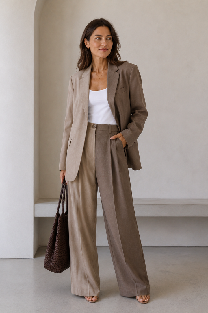 VICTORIA | CONTRAST BLAZER &amp; WIDE-LEG SET