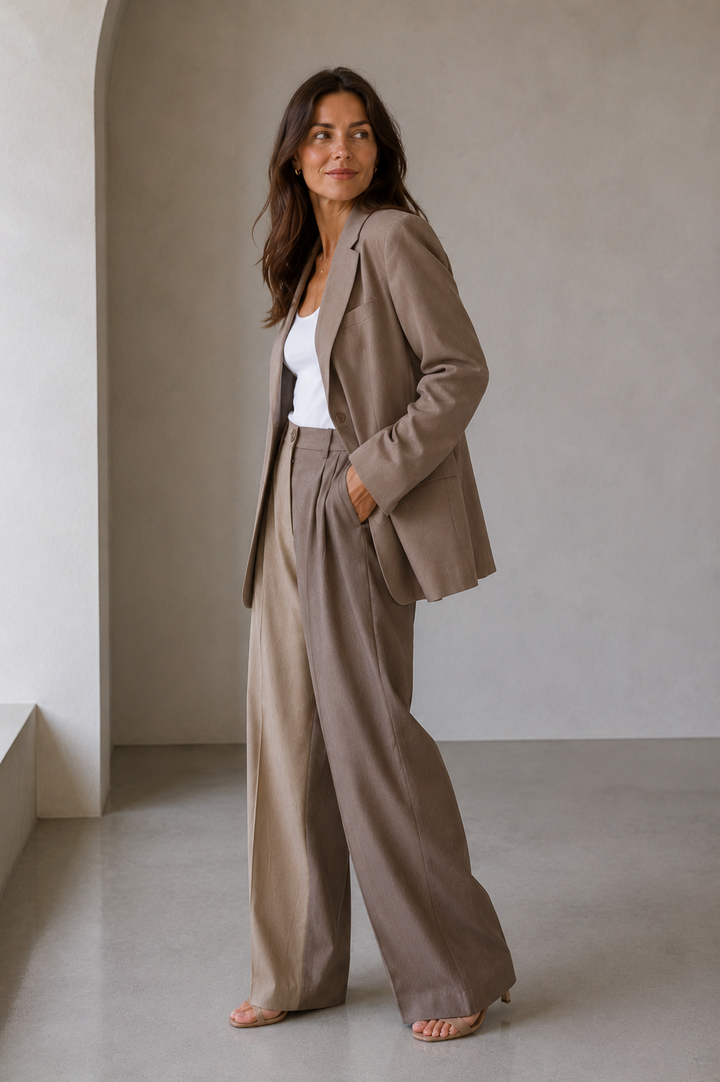 VICTORIA | CONTRAST BLAZER &amp; WIDE-LEG SET