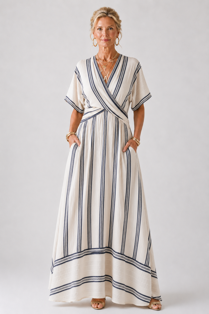 THALASSA | LINEN WRAP MIDI DRESS
