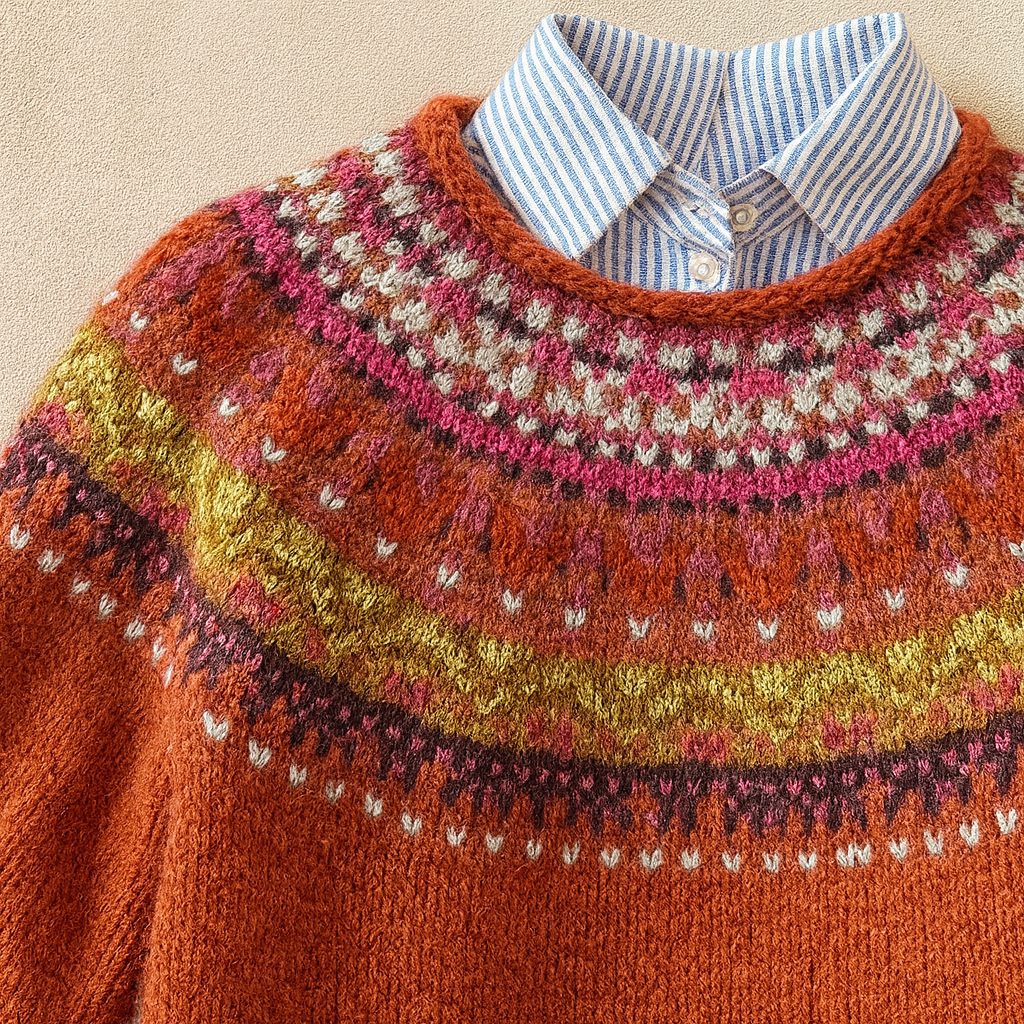 SIMONA | CHIC VINTAGE PATTERNED KNIT SWEATER