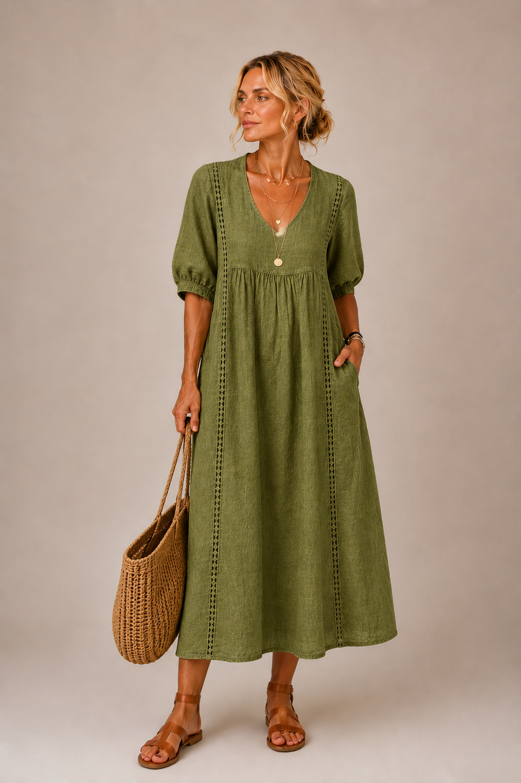 SEFI | LACE DETAIL MIDI DRESS