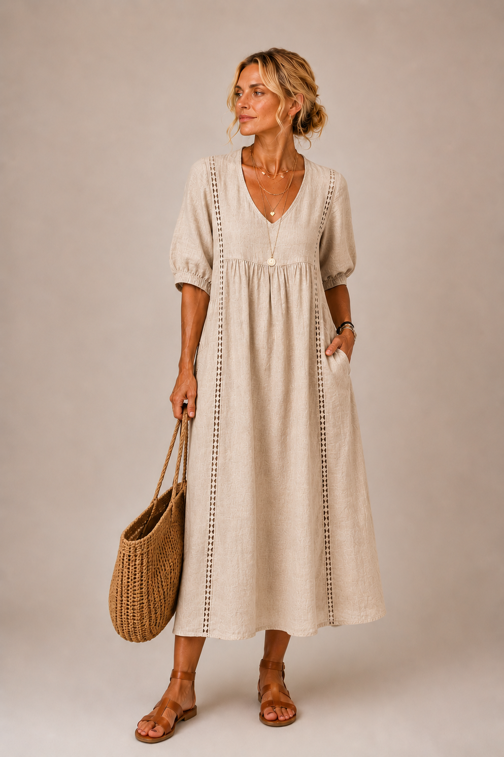 SEFI | LACE DETAIL MIDI DRESS
