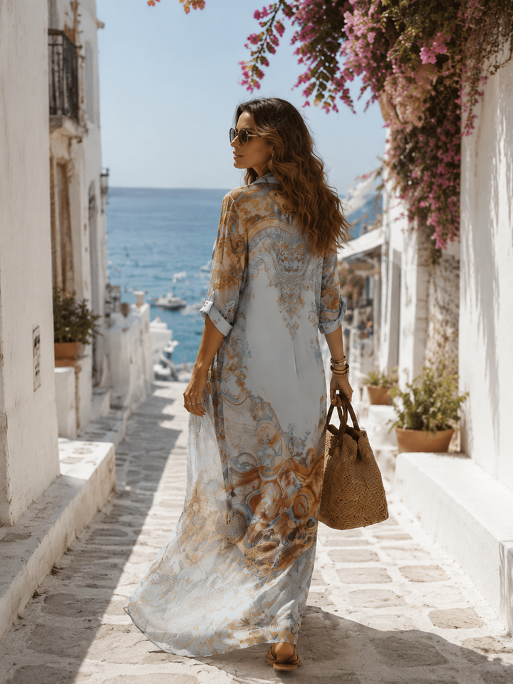 CELIA | FLORAL BUTTON-FRONT MAXI DRESS