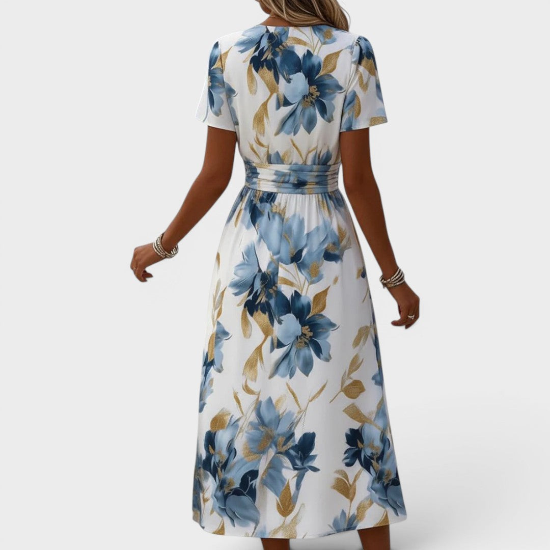 DENISE | FLORAL WRAP MIDI DRESS