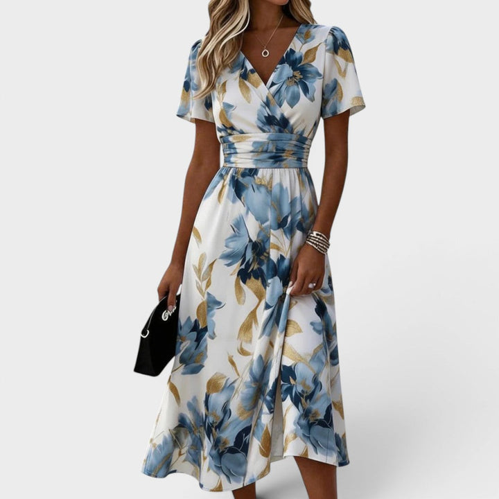 DENISE | FLORAL WRAP MIDI DRESS