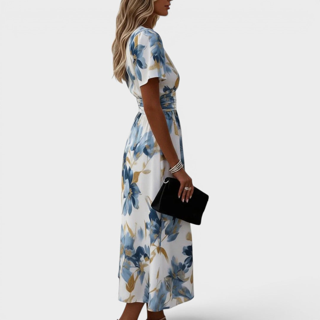 DENISE | FLORAL WRAP MIDI DRESS