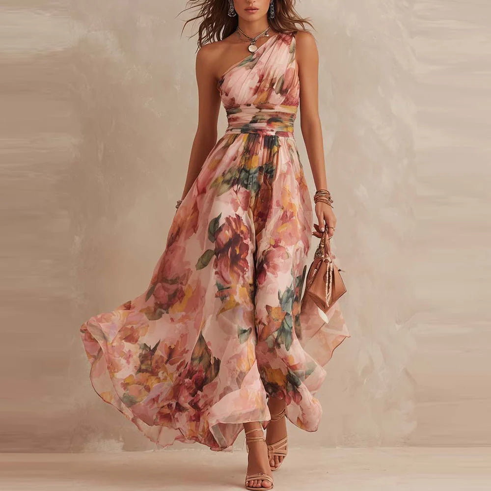 AURORA | ONE-SHOULDER FLORAL MAXI DRESS