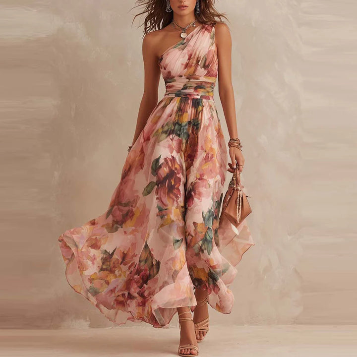 AURORA | ONE-SHOULDER FLORAL MAXI DRESS