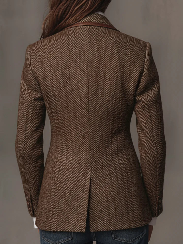VIVIEN | HERRINGBONE PRINTED PANEL BLAZER