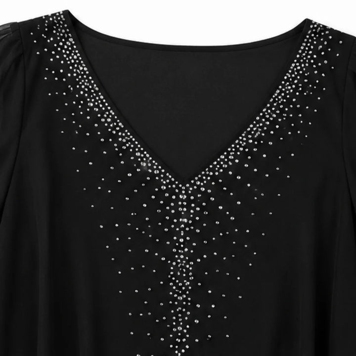JOISE | EMBELLISHED DRAPED OVERLAY DRESS
