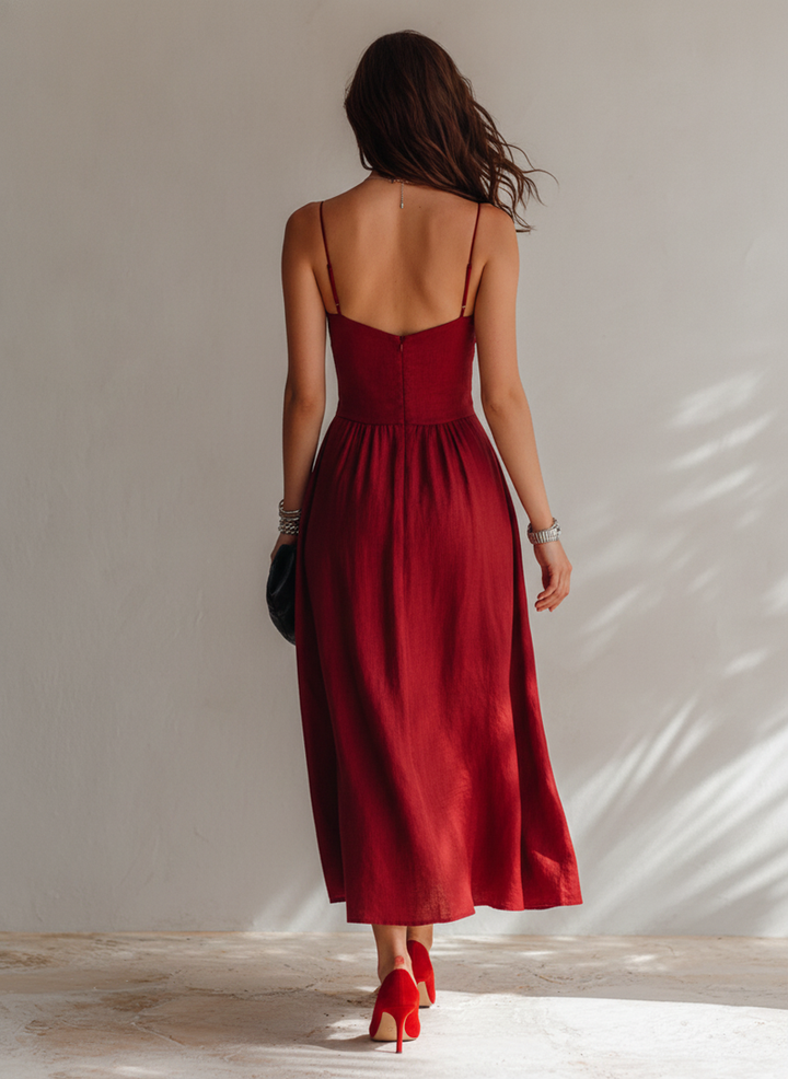 ROSA | RUCHED A-LINE MIDI DRESS