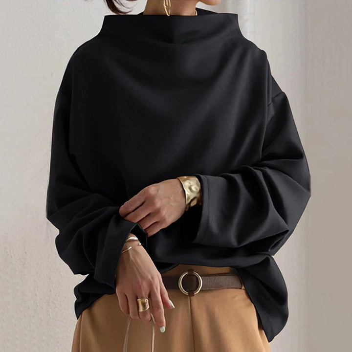 JOAN | DRAPED HIGH-NECK KNIT TOP