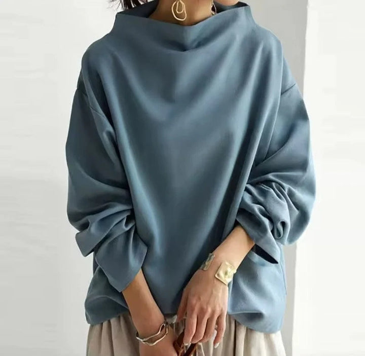 JOAN | DRAPED HIGH-NECK KNIT TOP