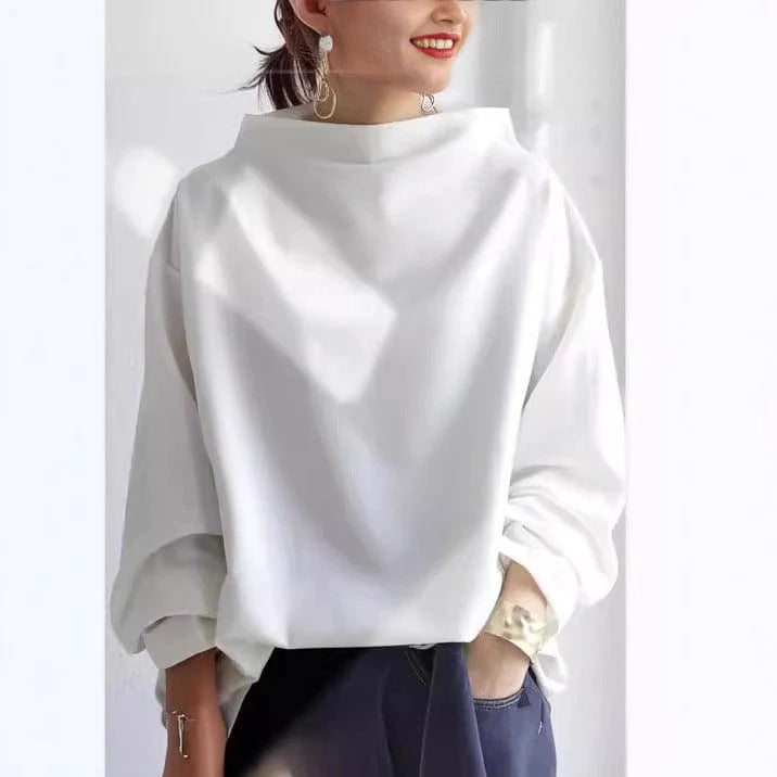 JOAN | DRAPED HIGH-NECK KNIT TOP