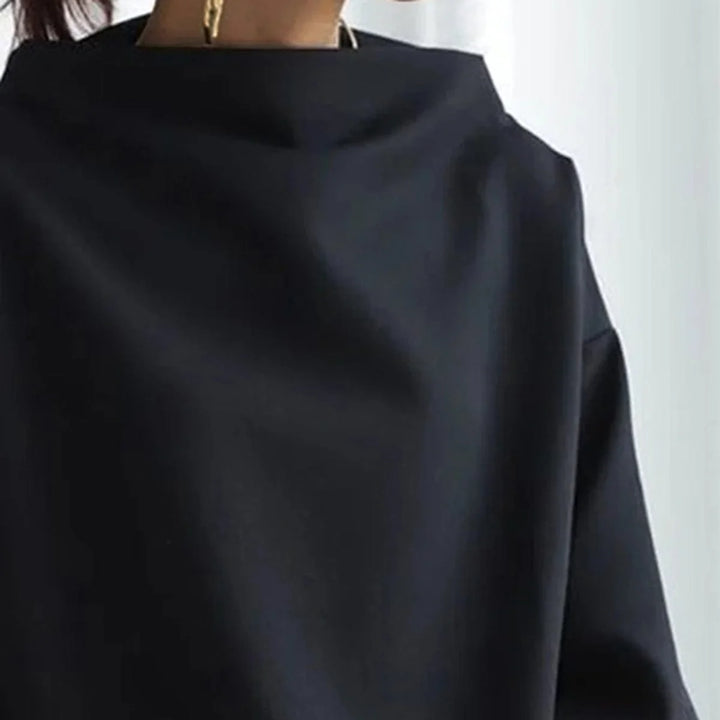JOAN | DRAPED HIGH-NECK KNIT TOP