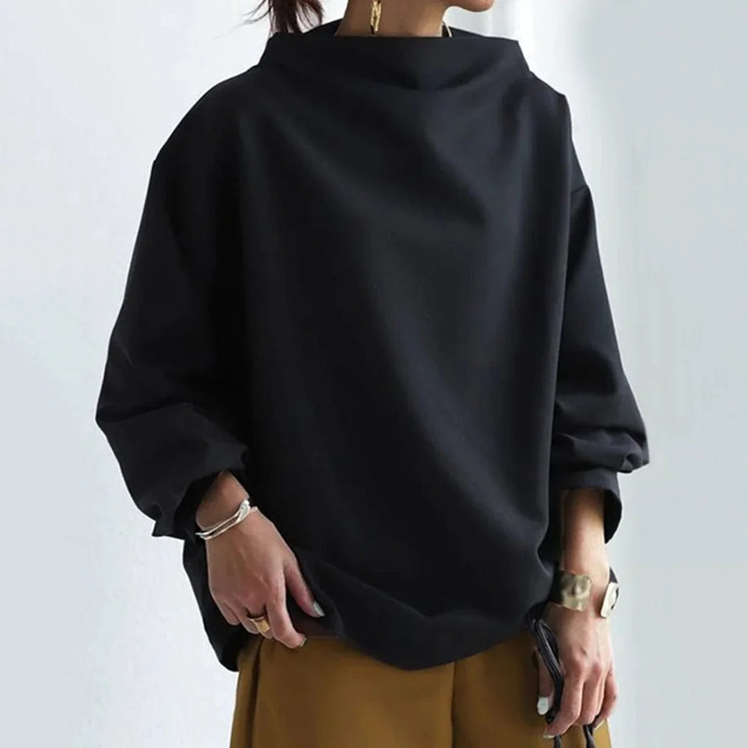 JOAN | DRAPED HIGH-NECK KNIT TOP
