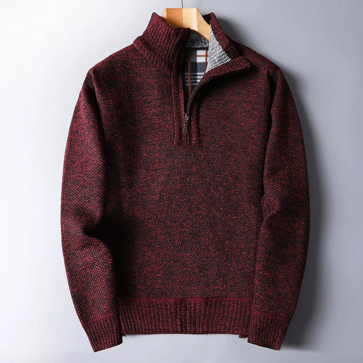 HARRISON | FLEECE-LINED TEXTURED HALF-ZIP SWEATER