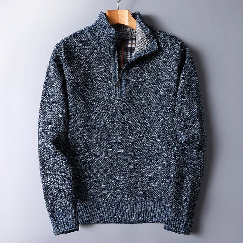 HARRISON | FLEECE-LINED TEXTURED HALF-ZIP SWEATER