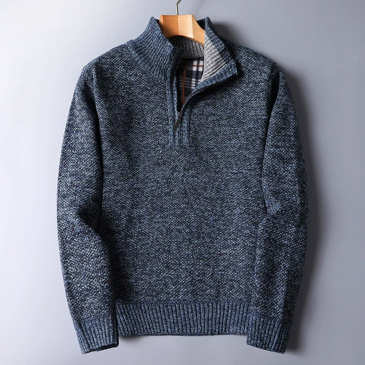 HARRISON | FLEECE-LINED TEXTURED HALF-ZIP SWEATER
