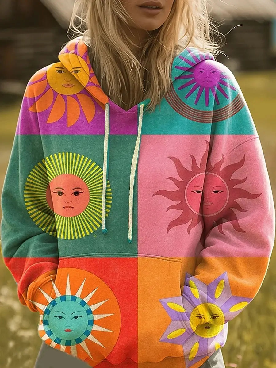 THALINDRA | RAINBOW SUNBURST GRAPHIC HOODIE