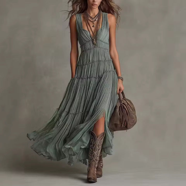 ARABELLA | TIERED RUFFLE CHIFFON MAXI DRESS