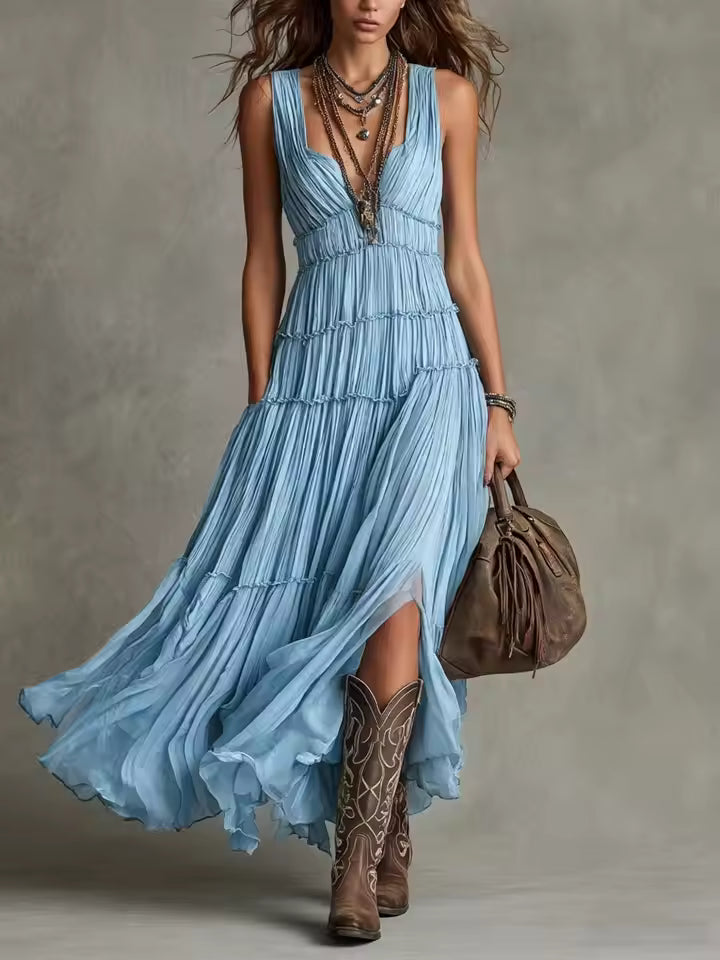 ARABELLA | TIERED RUFFLE CHIFFON MAXI DRESS