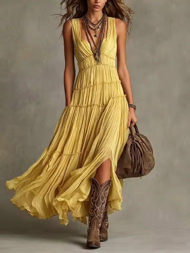 ARABELLA | TIERED RUFFLE CHIFFON MAXI DRESS