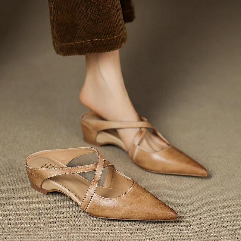 ALUNA | GENUINE LEATHER POINTED MULES