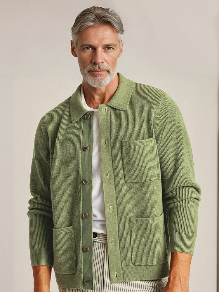 ETHAN | POLO COLLAR KNIT CARDIGAN