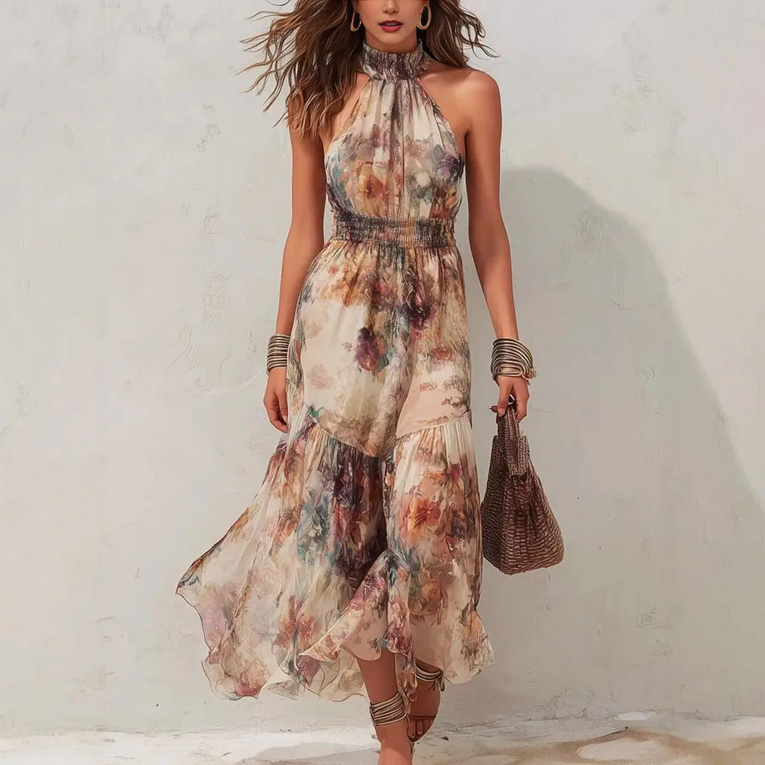 PIPER | HALTER NECK FLOWING MAXI DRESS
