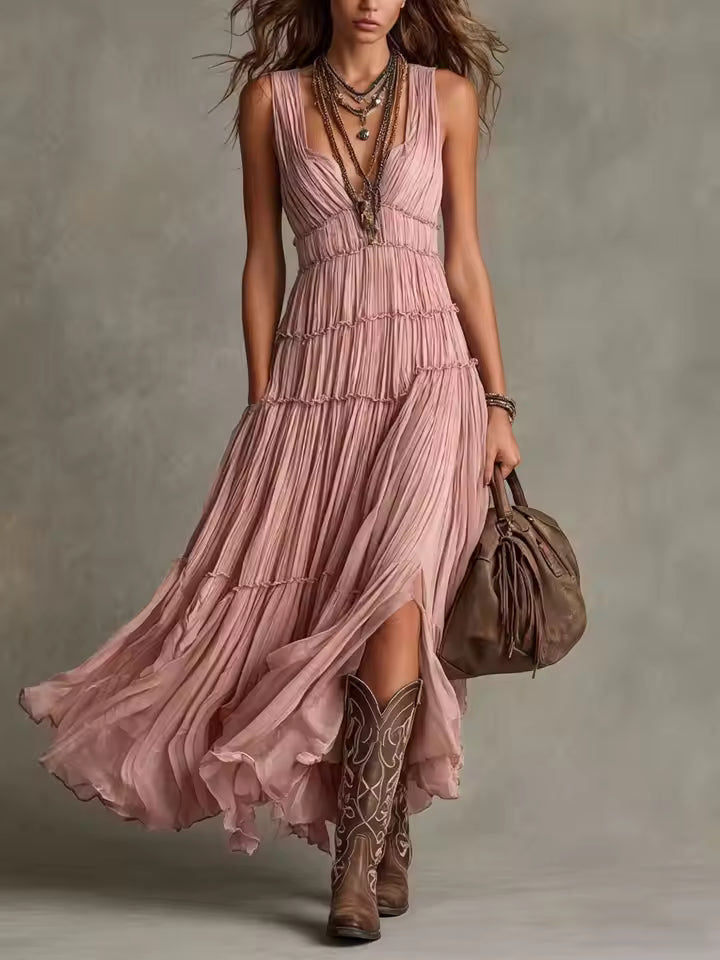 ARABELLA | TIERED RUFFLE CHIFFON MAXI DRESS