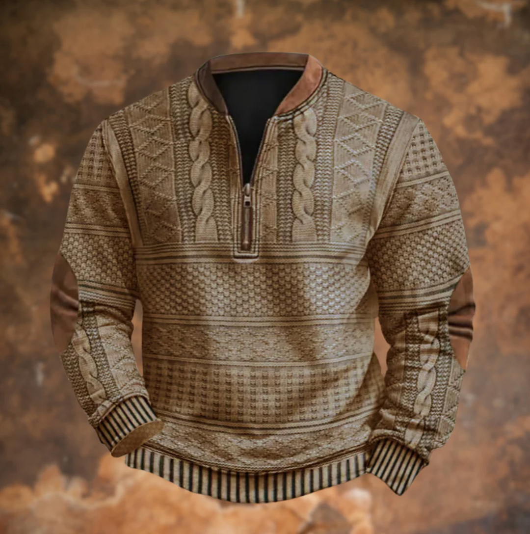 RONAN | RETRO HALF-ZIP SWEATER WITH ELBOW PATCHES