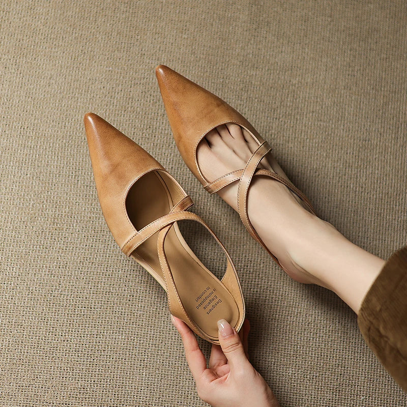 ALUNA | GENUINE LEATHER POINTED MULES