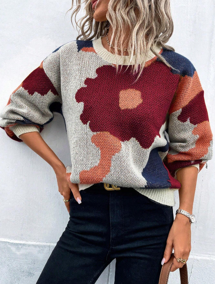CAMILA | FLORAL PRINT KNIT SWEATER