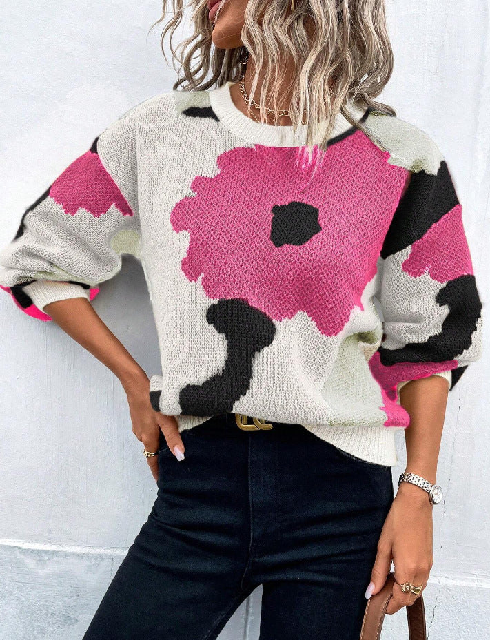 CAMILA | FLORAL PRINT KNIT SWEATER