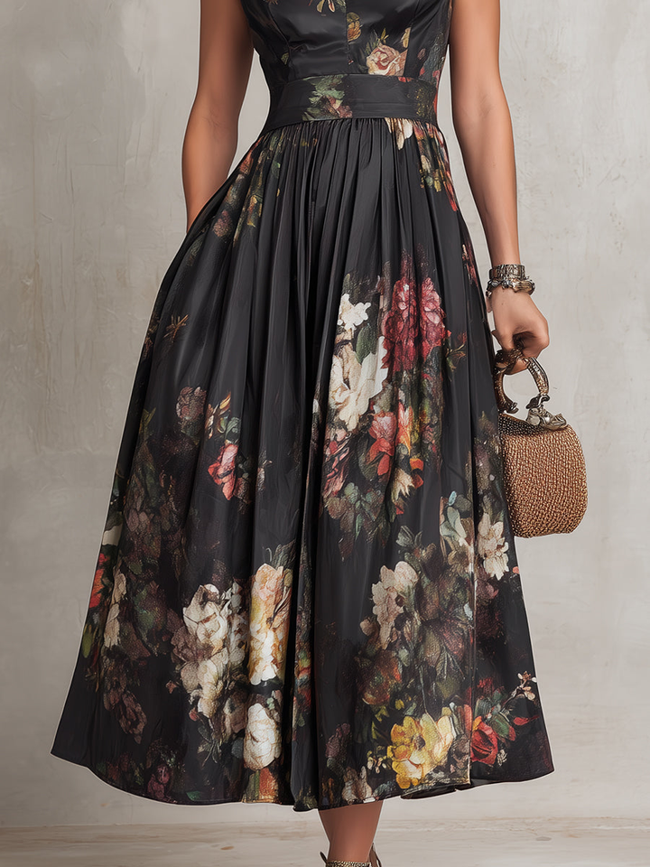 VIOLETTA | PLEATED SATIN MIDI DRESS