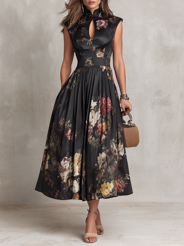 VIOLETTA | PLEATED SATIN MIDI DRESS