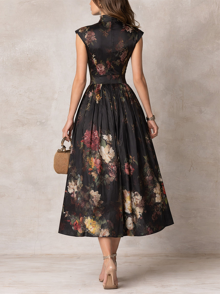 VIOLETTA | PLEATED SATIN MIDI DRESS