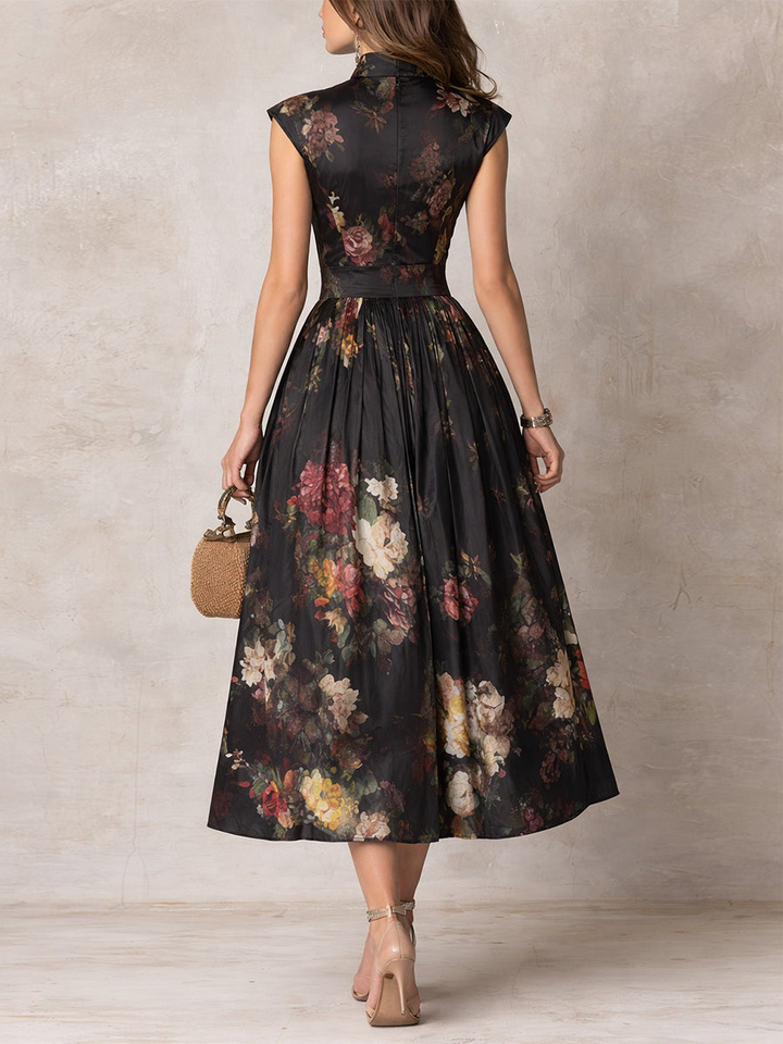 VIOLETTA | PLEATED SATIN MIDI DRESS