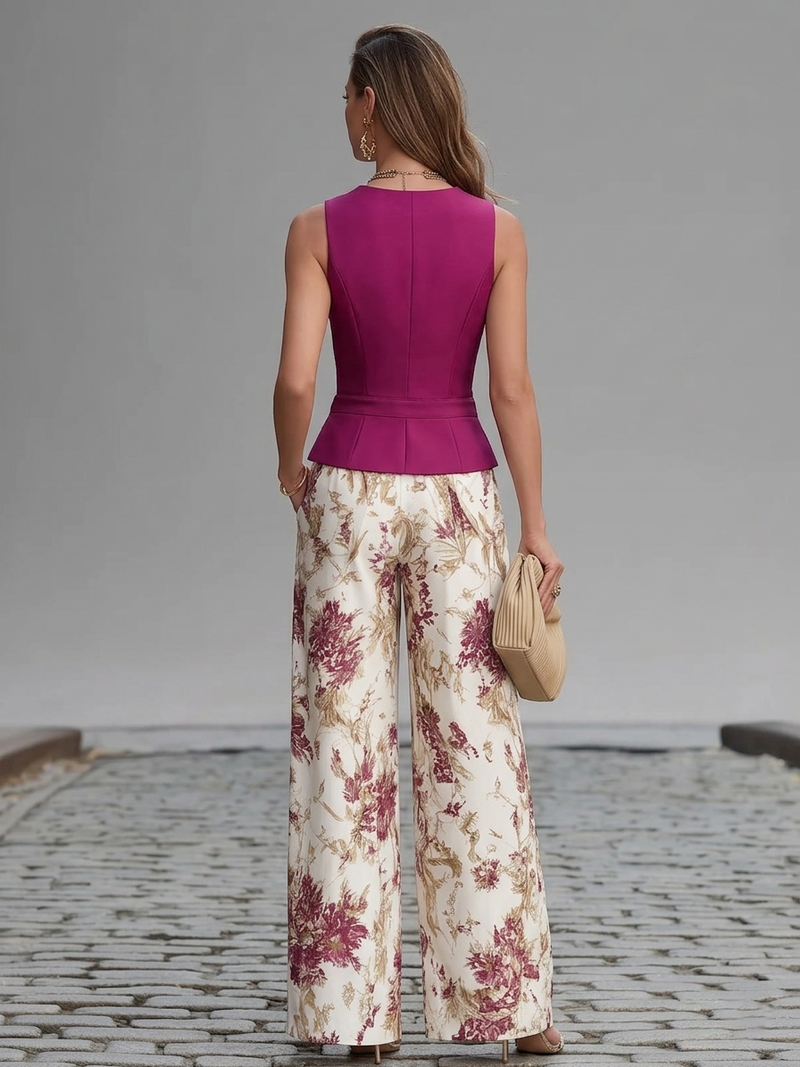 ROSE | FLORAL WIDE-LEG TWO-PIECE SET