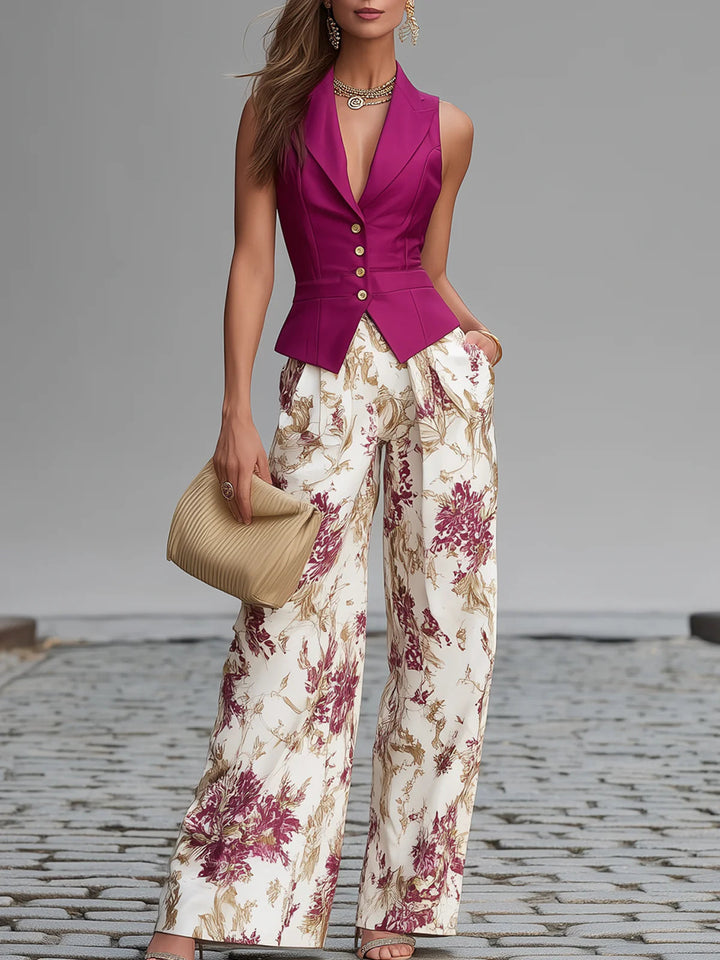 ROSE | FLORAL WIDE-LEG TWO-PIECE SET