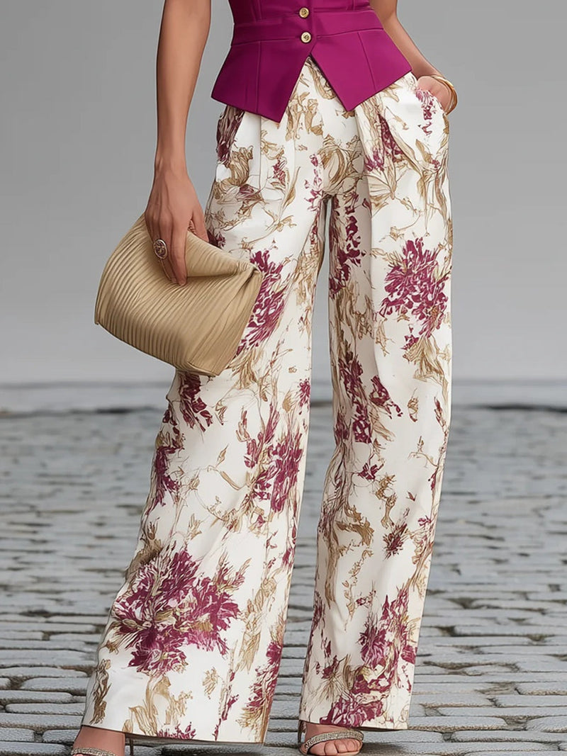 ROSE | FLORAL WIDE-LEG TWO-PIECE SET