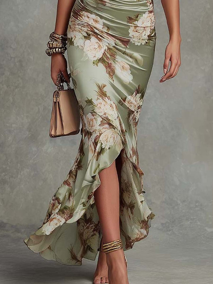 ANNA | SATIN FLORAL MAXI DRESS
