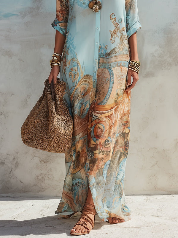 CELIA | FLORAL BUTTON-FRONT MAXI DRESS