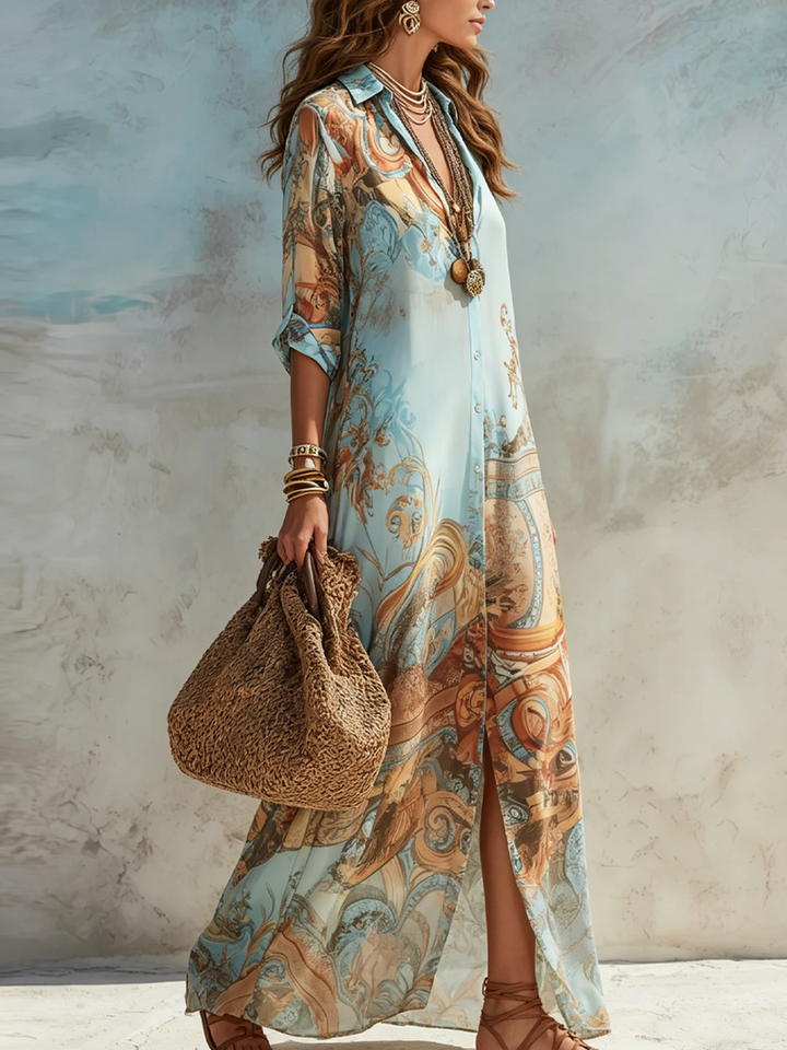 CELIA | FLORAL BUTTON-FRONT MAXI DRESS