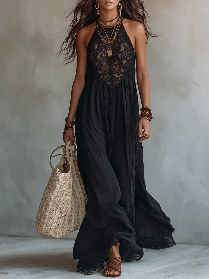 VALENA | LACE TRIM MAXI DRESS