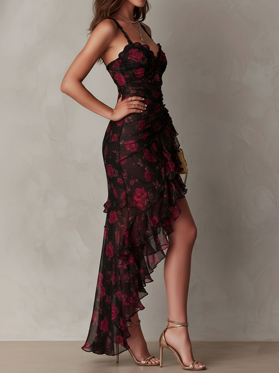 VIVIENNE | FLORAL RUFFLE MIDI DRESS